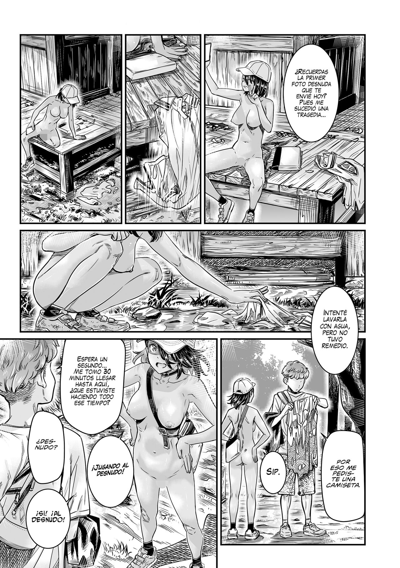 Hiyake no Zenra Girl wa, Doutei o Sotsugyou shita bakari no Senpai ni Hamedori saseru | Una Exhibicionista Bronceada Invita a su Senpai Ex-virgen a Seguir Teniendo Sexo al Aire Libre page 4 full