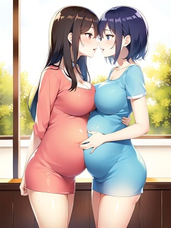 pregnant girls kiss