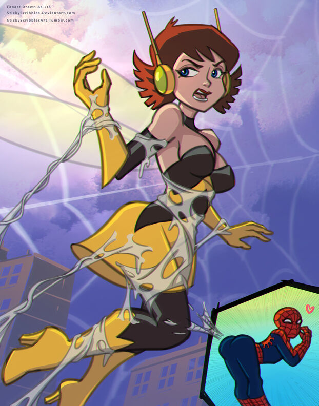 【StickyScribbles】Wasp Janet Van Dyne Web Bondage page 1 full