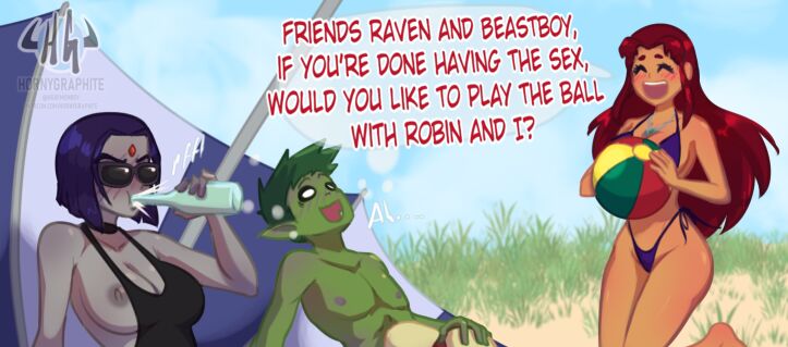 Raven x Beast Boy x Starfire: A day at the Beach page 7 full