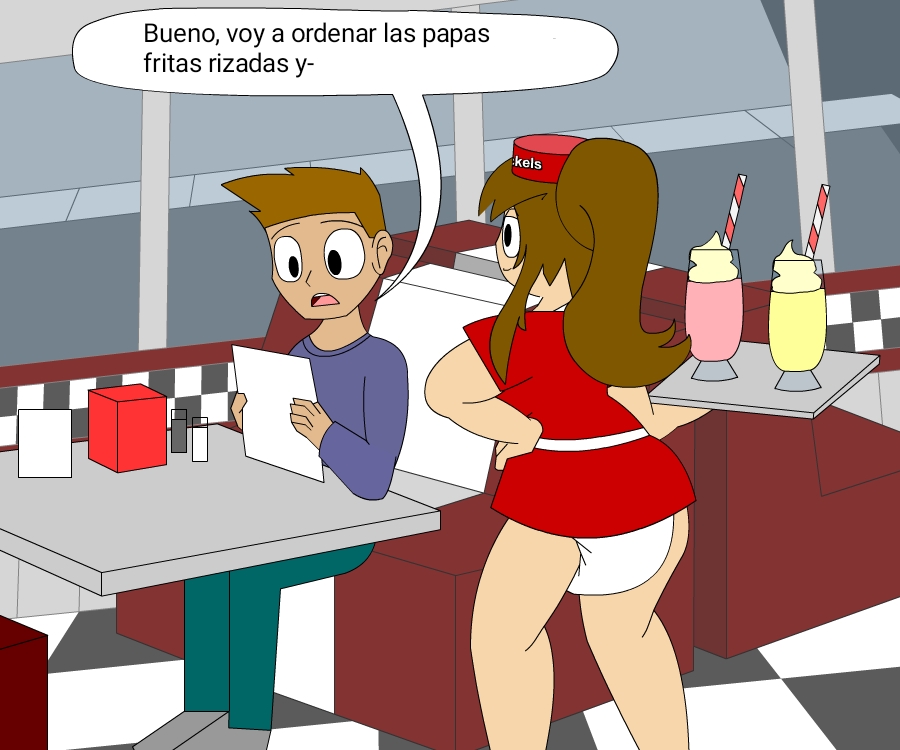 Diaper Waitress and rollerskates page 5 full