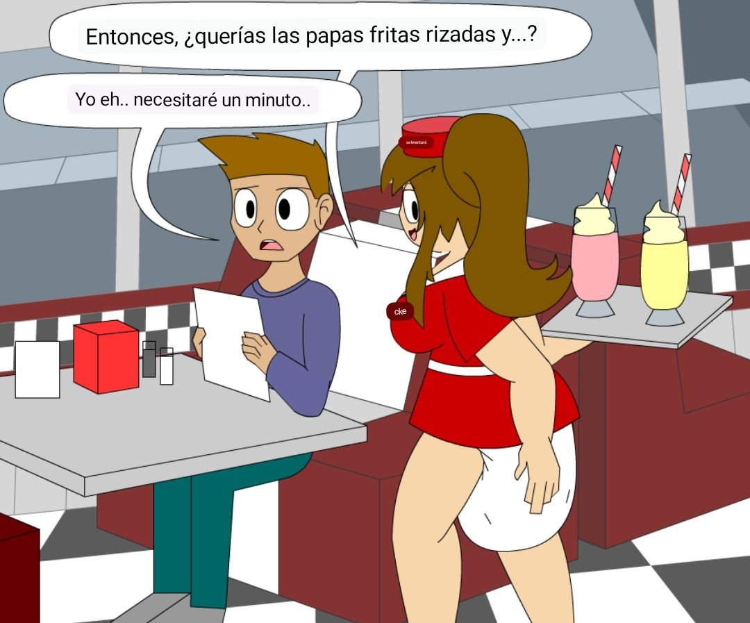 Diaper Waitress and rollerskates page 9 full