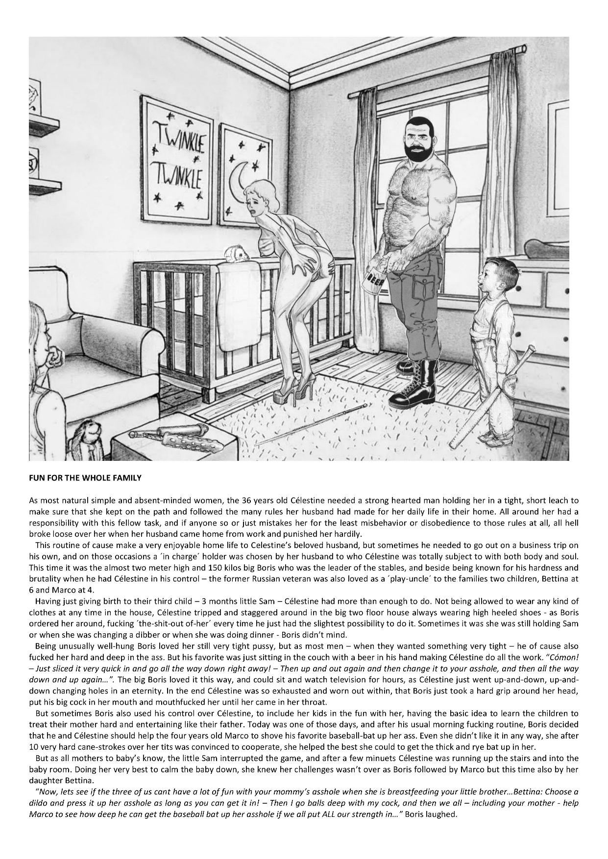 Joseph Farrel Re-drawings with text "Housewives in despair 3" page 5 full