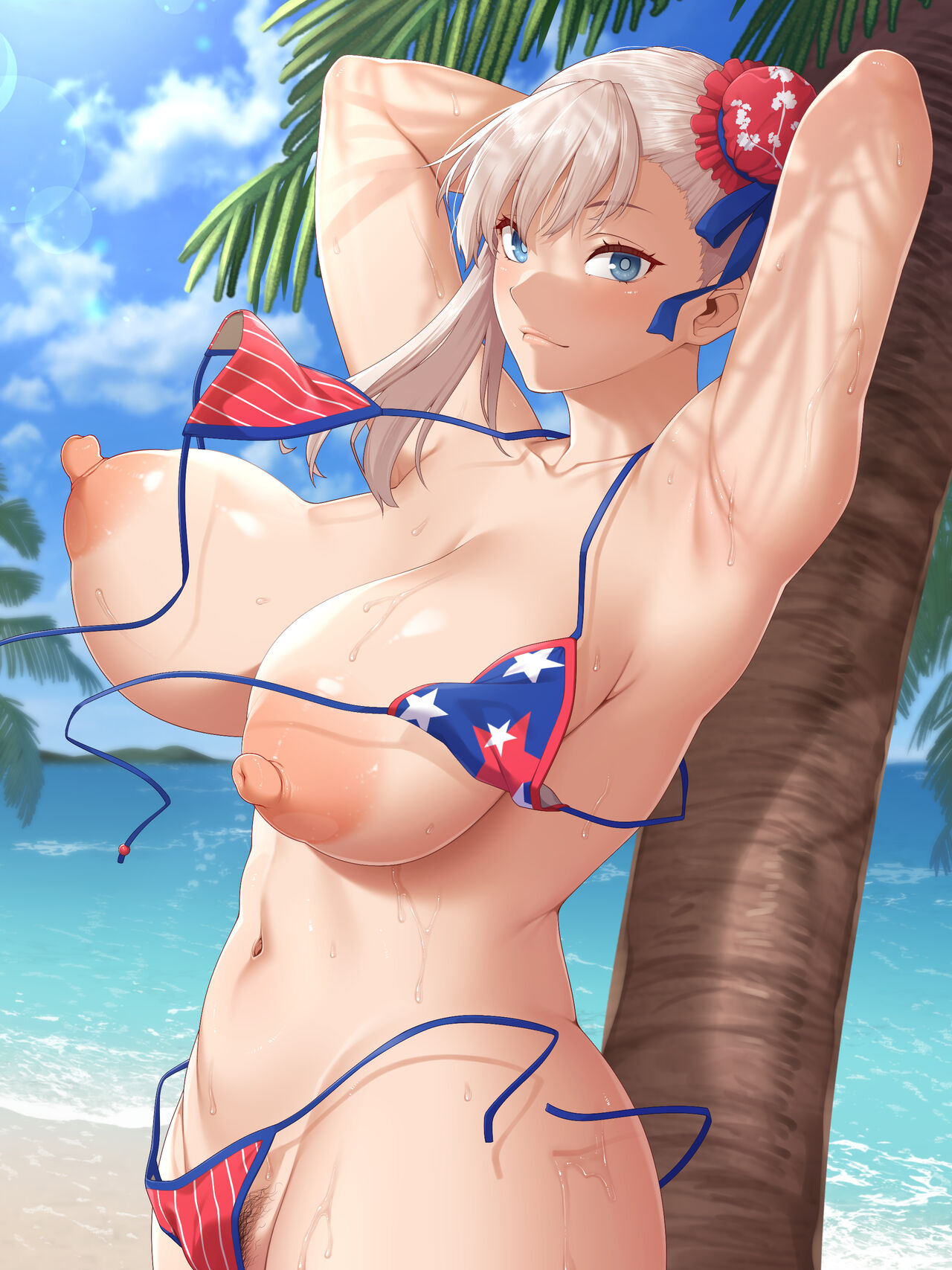 Mizugi Musashi-chan ga Beach de Lucky Sukebe Shitari Bonyuu Funsha Akume Saseraretari page 7 full