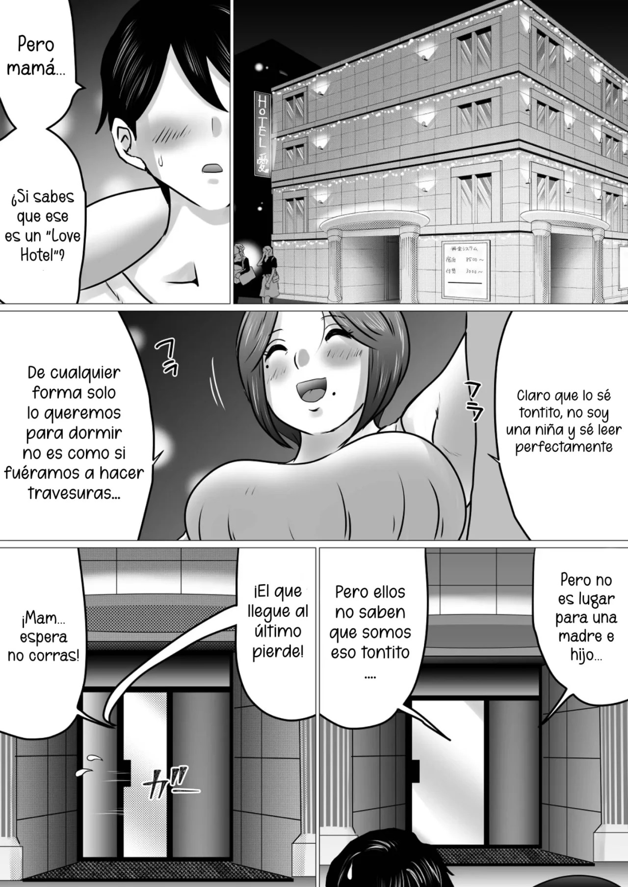 Jukubo to Futari de, Love Hotel . ~ Haha to Musuko… Misshitsu de Sugosu Kindan no Ichiya ~ | Pase la noche con mama en un love hotel page 9 full