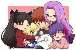 Shirou x Saber, Rin, Sakura and Rider