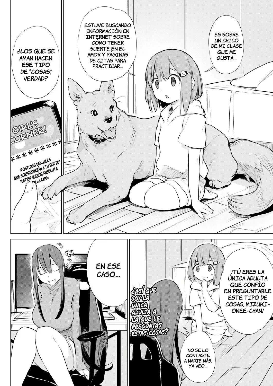 Kinjo no Onee-san ni Sex no Shitsumon o Shitara Inukan o Susumerareta Hanashi | Le pregunté a mi vecina sobre el sexo y terminé cogiendo con un perro como resultado page 3 full